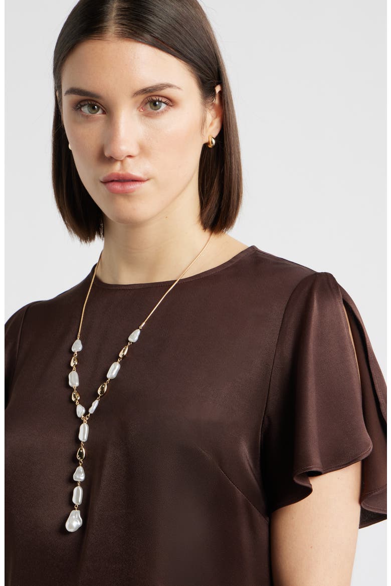 Baroque Faux Pearl Y-Necklace, Alternate, color, CLEAR- WHITE- GOLD