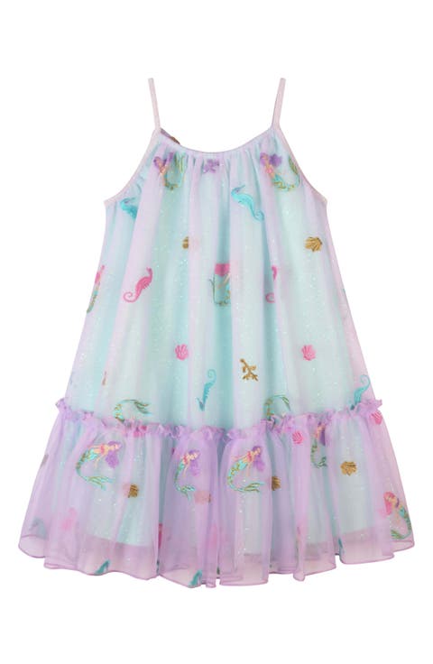 Kids' Mermaid Appliqué Tier Dress (Toddler & Little Kid)