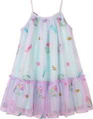 Zunie Kids' Mermaid Appliqué Tier Dress