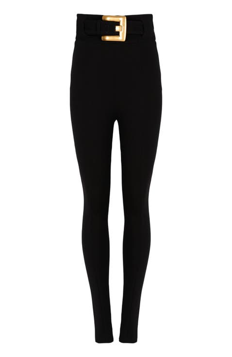 Stretch trousers with belt
