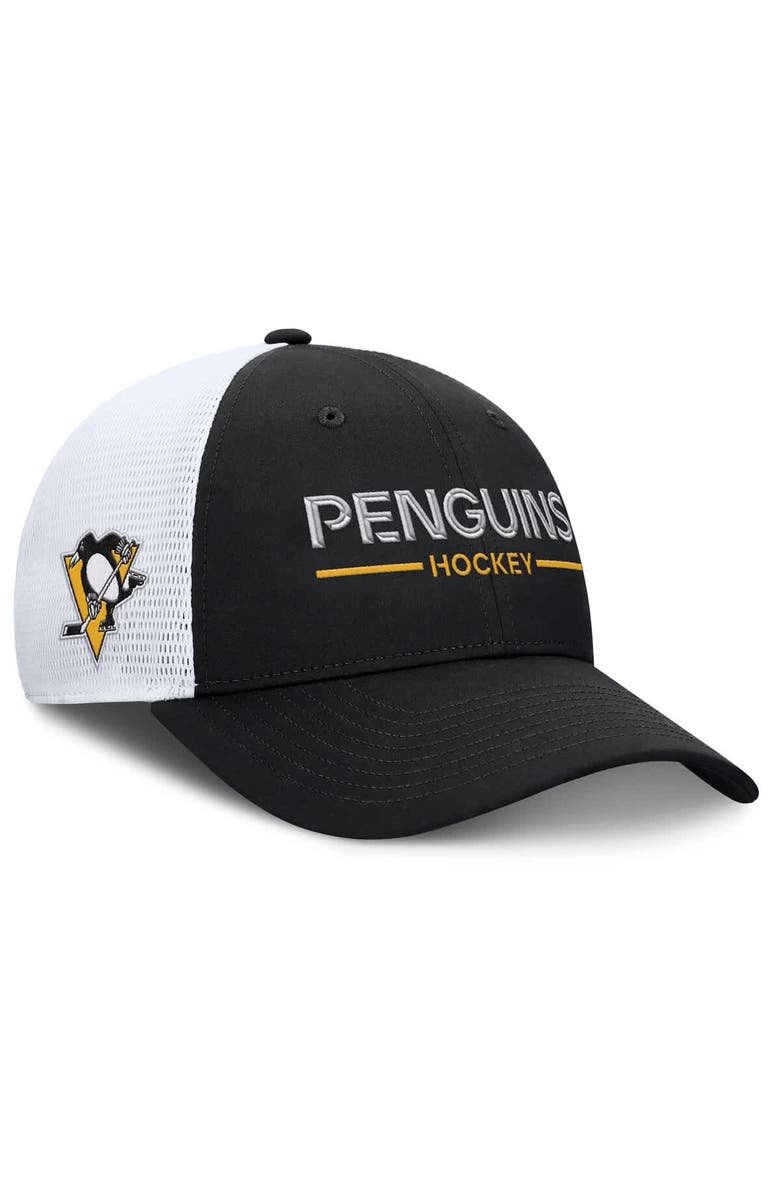 FANATICS Men's Fanatics Black/White Pittsburgh Penguins Authentic Pro Rink Lockup Adjustable Trucker Hat, Alternate, color, Black