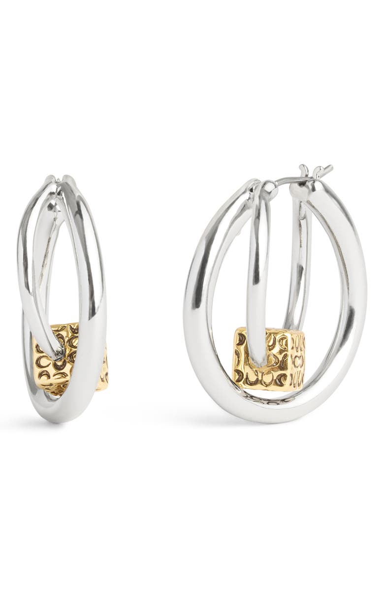 COACH C Cube Double Hoop Earrings, Alternate, color, 