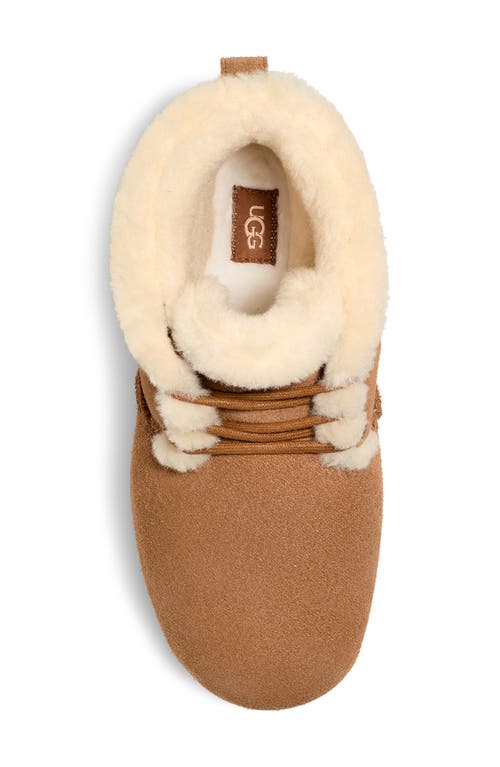 Ugg ® Pumped Faux Fur Trim Slipper Bootie In Chestnut