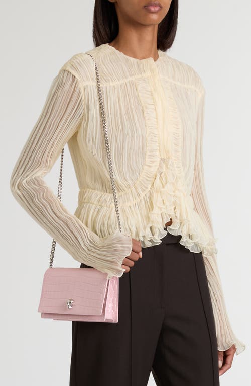 Alexander Mcqueen Mini Skull Croc Embossed Leather Shoulder Bag