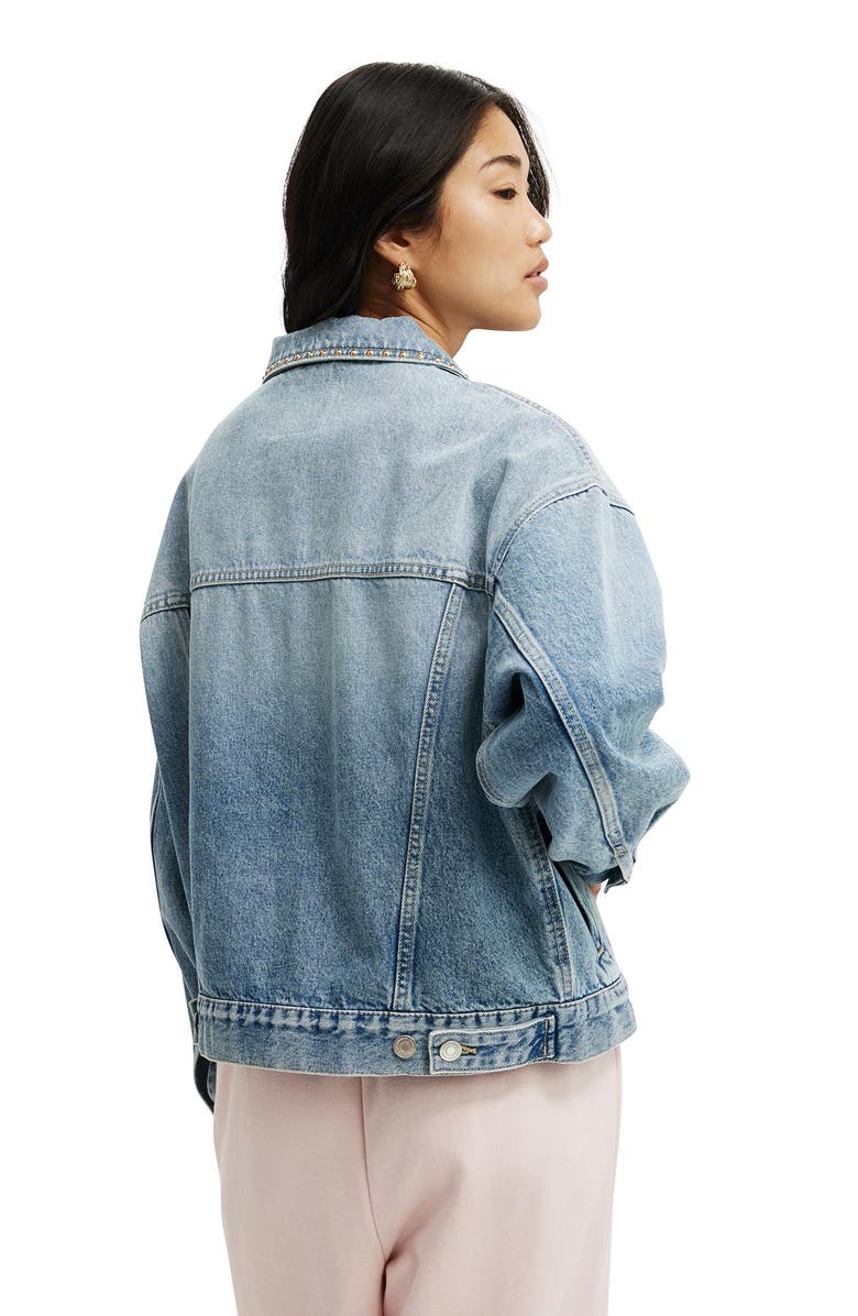 Cotton On Women's Original Denim Jacket, Alternate, color, Saltwater Blue Stud