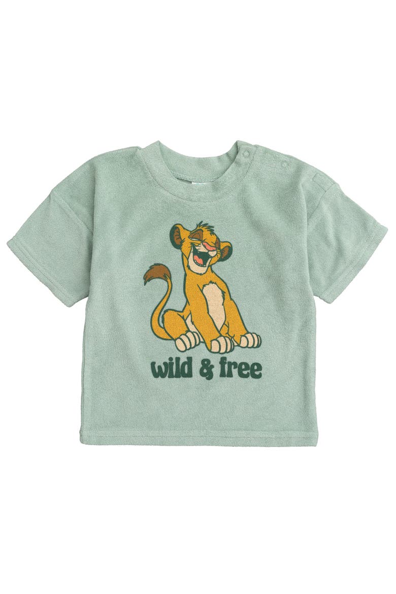 Lion King Simba T-Shirt Shorts and Bucket Hat Set, Alternate, color, Sage Green Simba