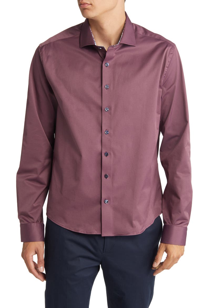 DRY TOUCH® Performance Button-Up Shirt, Main, color, PURPLE