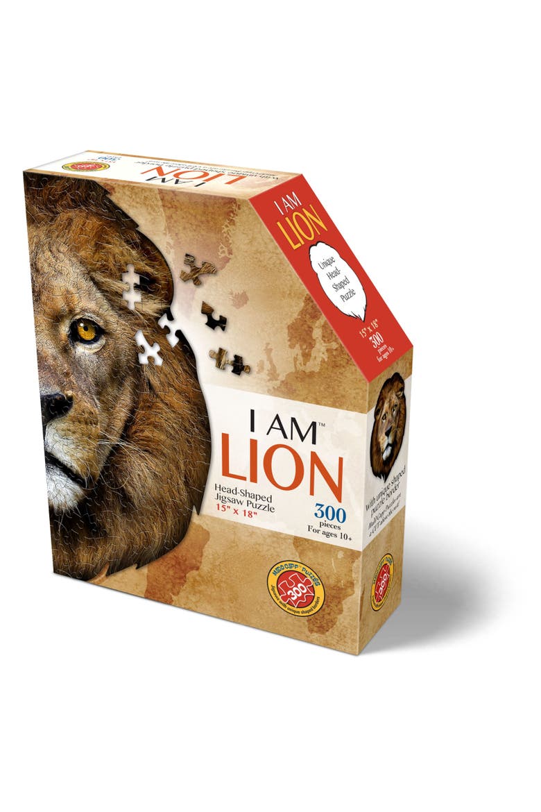 I Am Lion 300 Pieces Animal Shaped Jigsaw Puzzle, Main, color, Multicolored