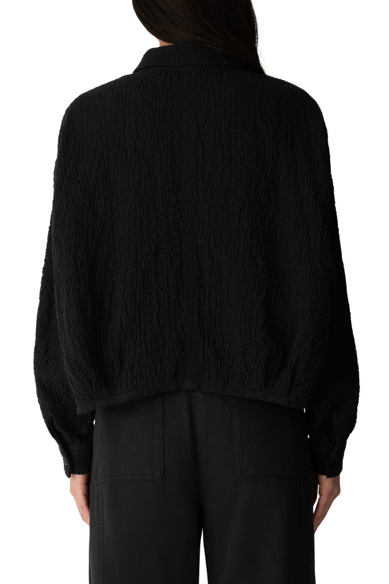 Organic Cotton Crepe Cropped Jacket, Alternate, color, BLACK