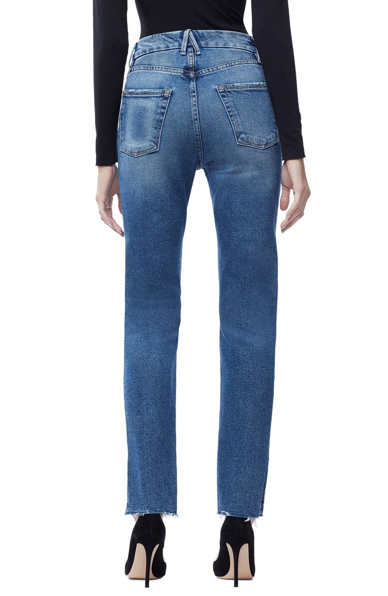 Good American Good Boy Raw Hem Boyfriend Jeans, Alternate, color,