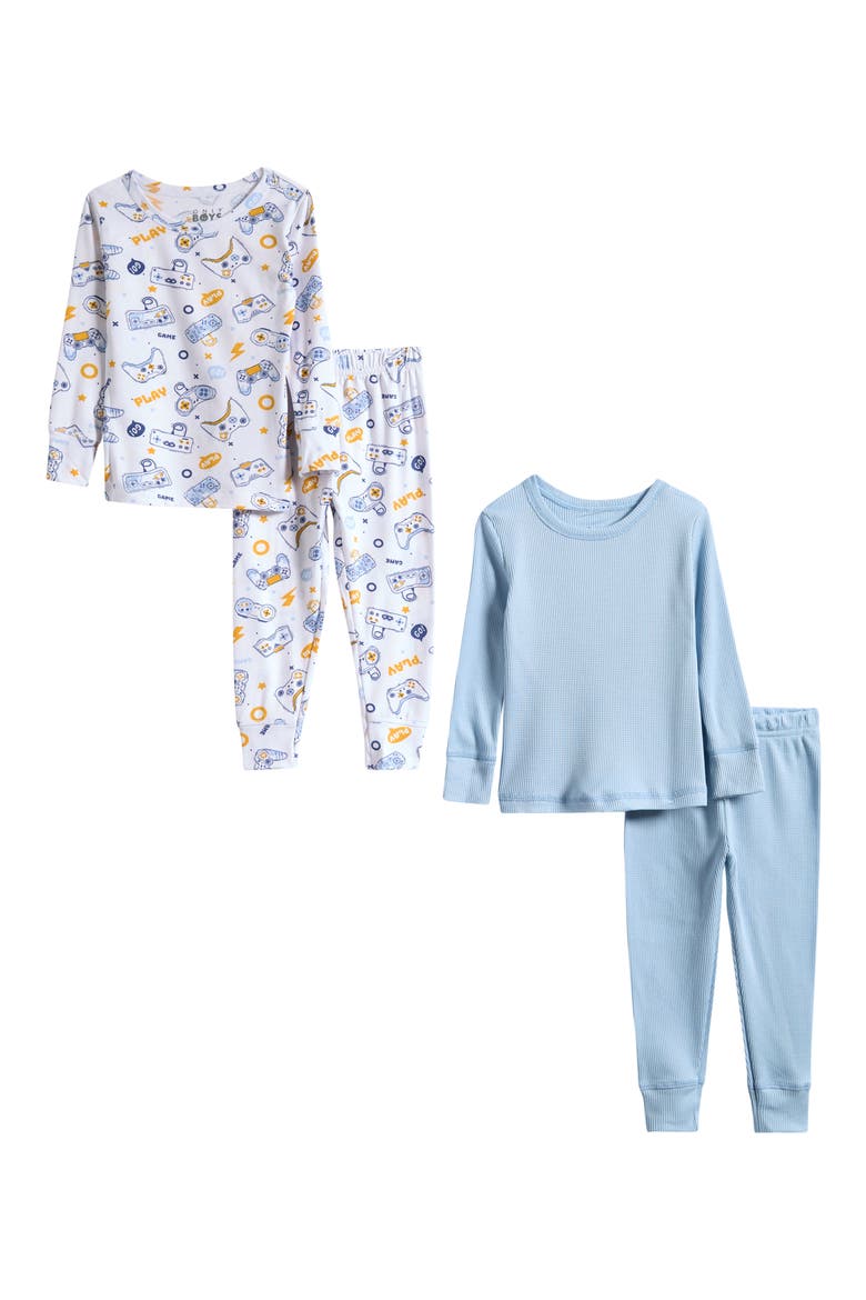 Kids' 4-Piece Pajamas Set, Main, color, GAMING / BLUE