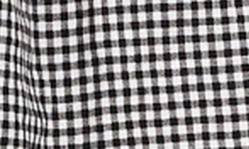 Madewell Gingham Smocked Linen Blend Mini Sundress In Black White Gingham