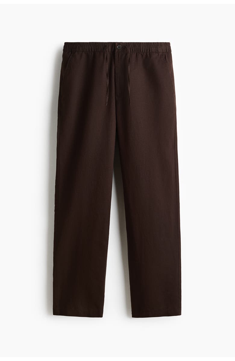 H&M Regular-fit linen-blend pants, Alternate, color, Dark Brown