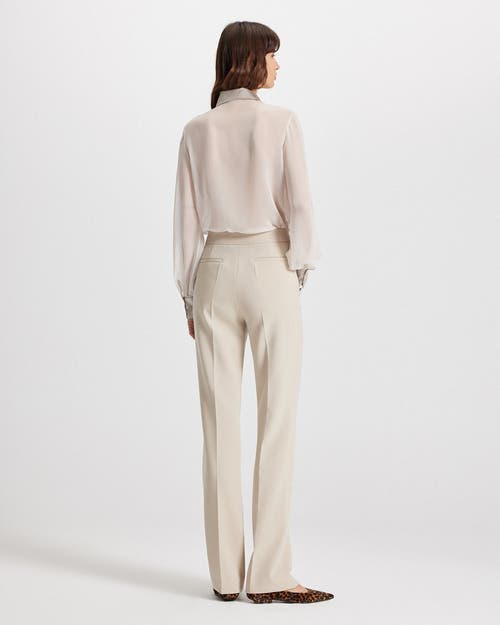 Theo The Label Daphne High-waist Side-slit Pant In Neutral