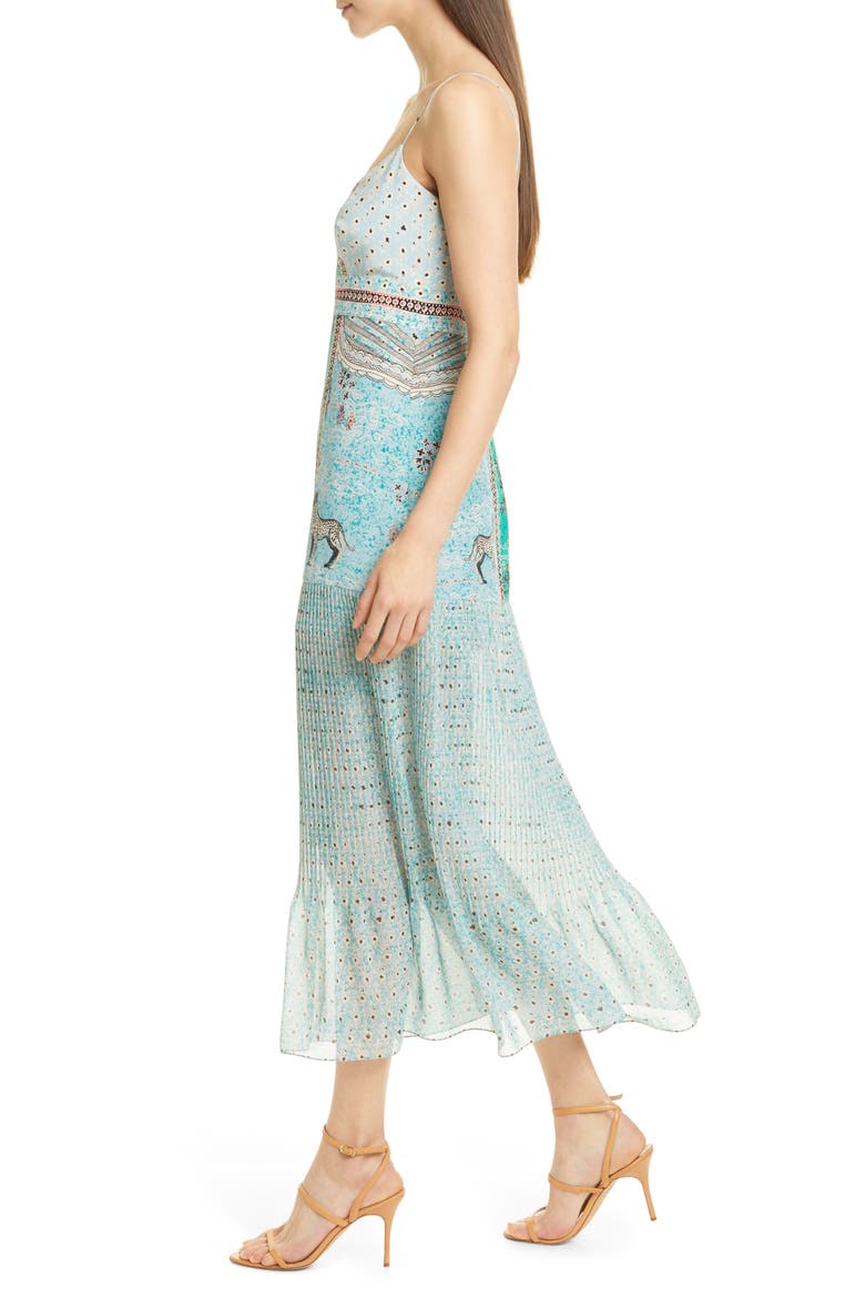 Veronica Jungle Print Silk Midi Dress, Alternate, color, FRESCO PLMT - 1459/ 1461