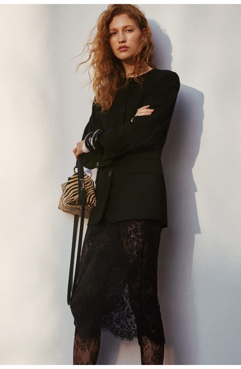 H&M Lace Pencil Skirt, Alternate, color, Black