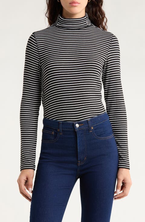 Stripe Rib Turtleneck Top