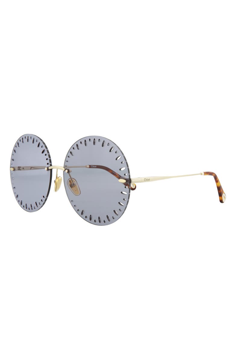 Chloé Novelty 63mm Oversize Round Sunglasses, Alternate, color, Gold Light Blue