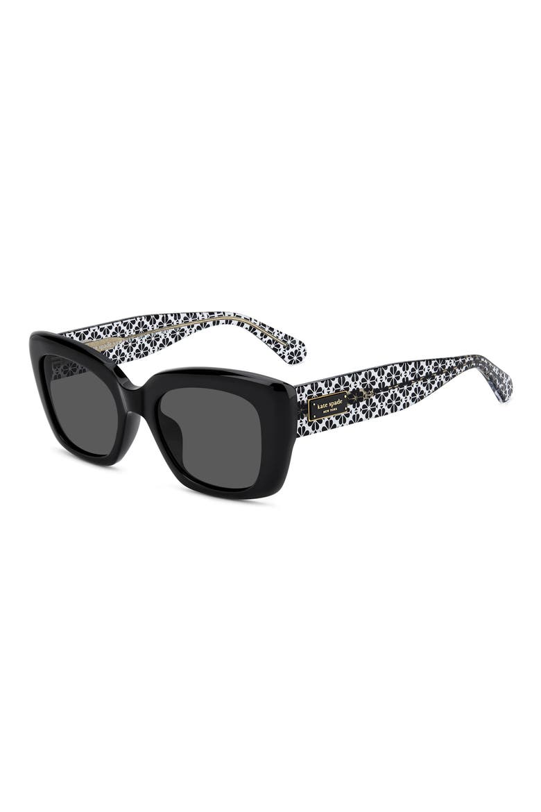 jenell 51mm polarized rectangular sunglasses, Alternate, color, BLACK