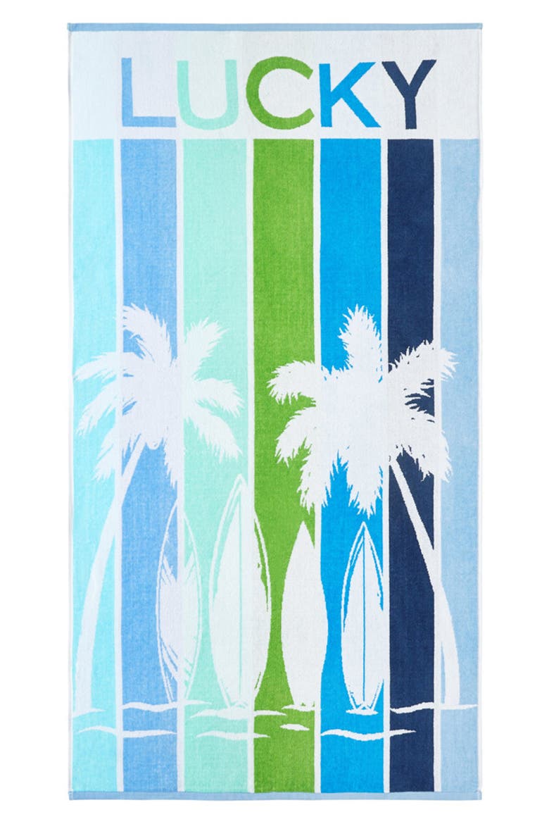 Surf Stripe Cotton Beach Towel, Main, color, BLUE