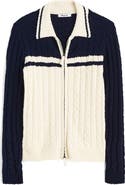Madewell Colorblock Cable Knit Zip Cardigan