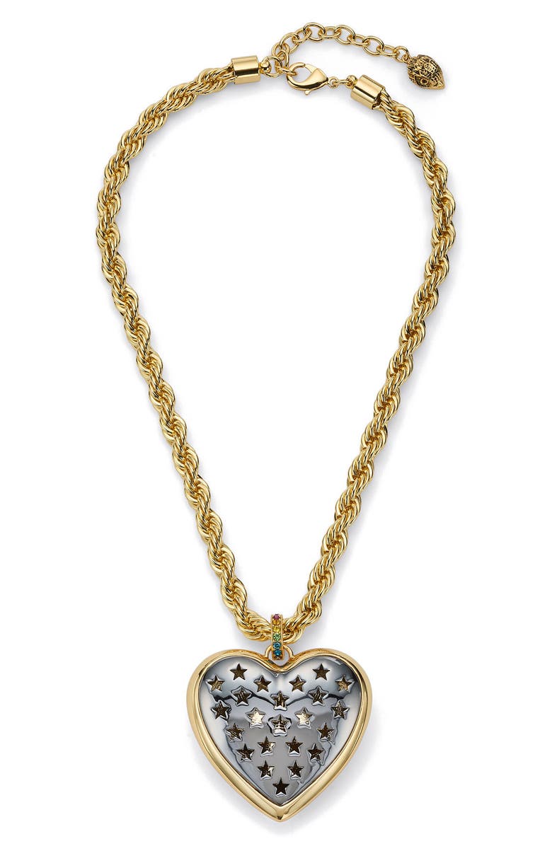 Kurt Geiger London Heart Pendant Rope Chain Necklace, Main, color, Gold