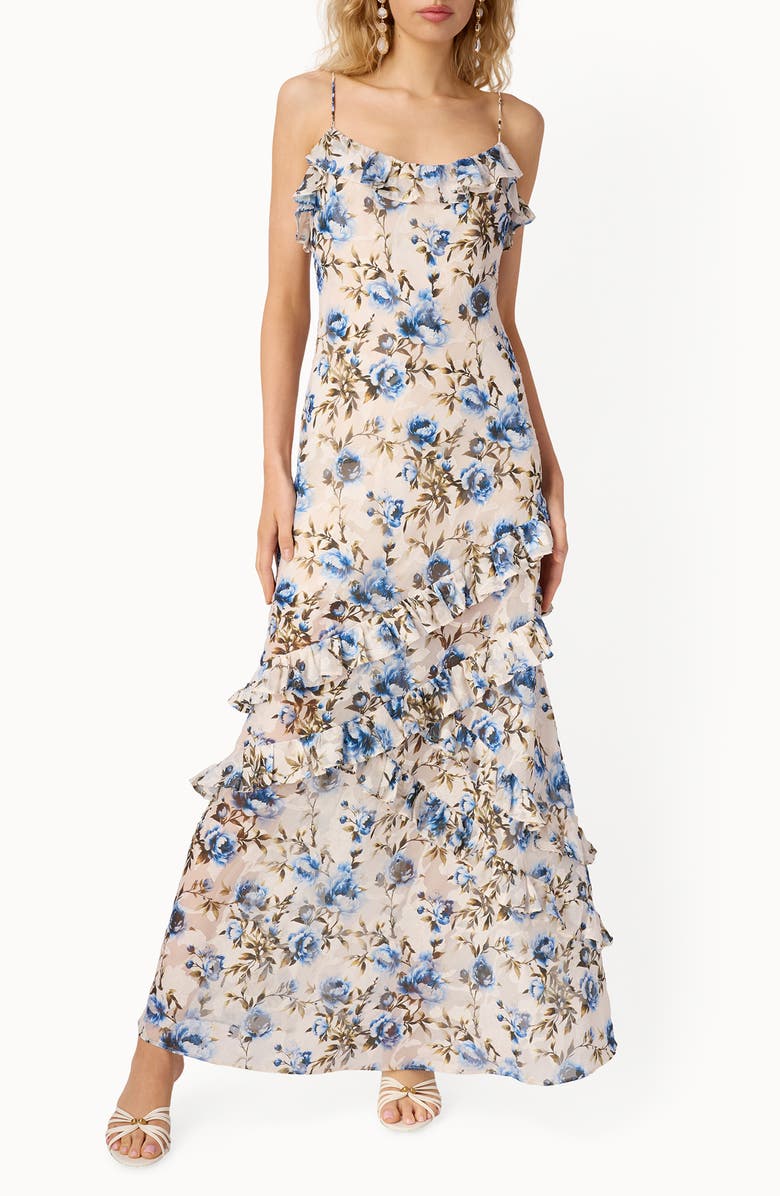 CAMI NYC Elouisa Floral Burnout Ruffle Tiered Dress, Main, color, Daydream