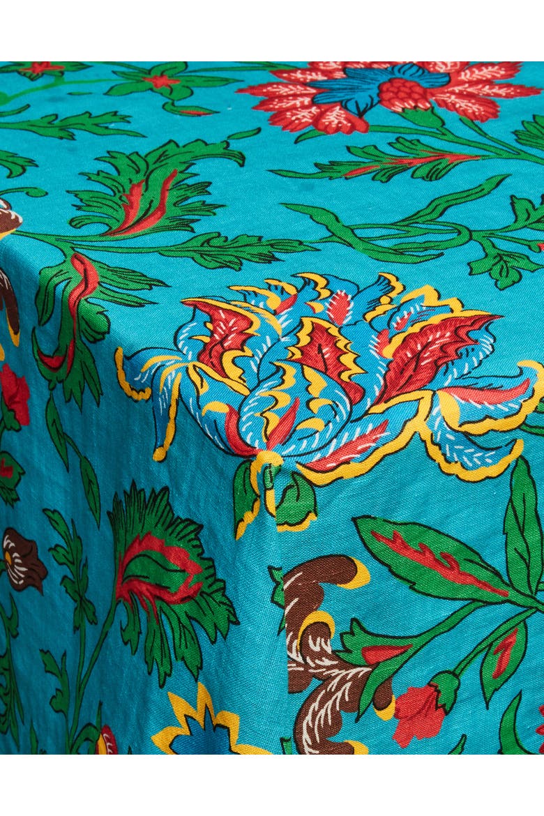 Small Tablecloth (180X180) Dragon Flower Turche Turquoise, Alternate, color, Dragon Flower Turche Turquoise