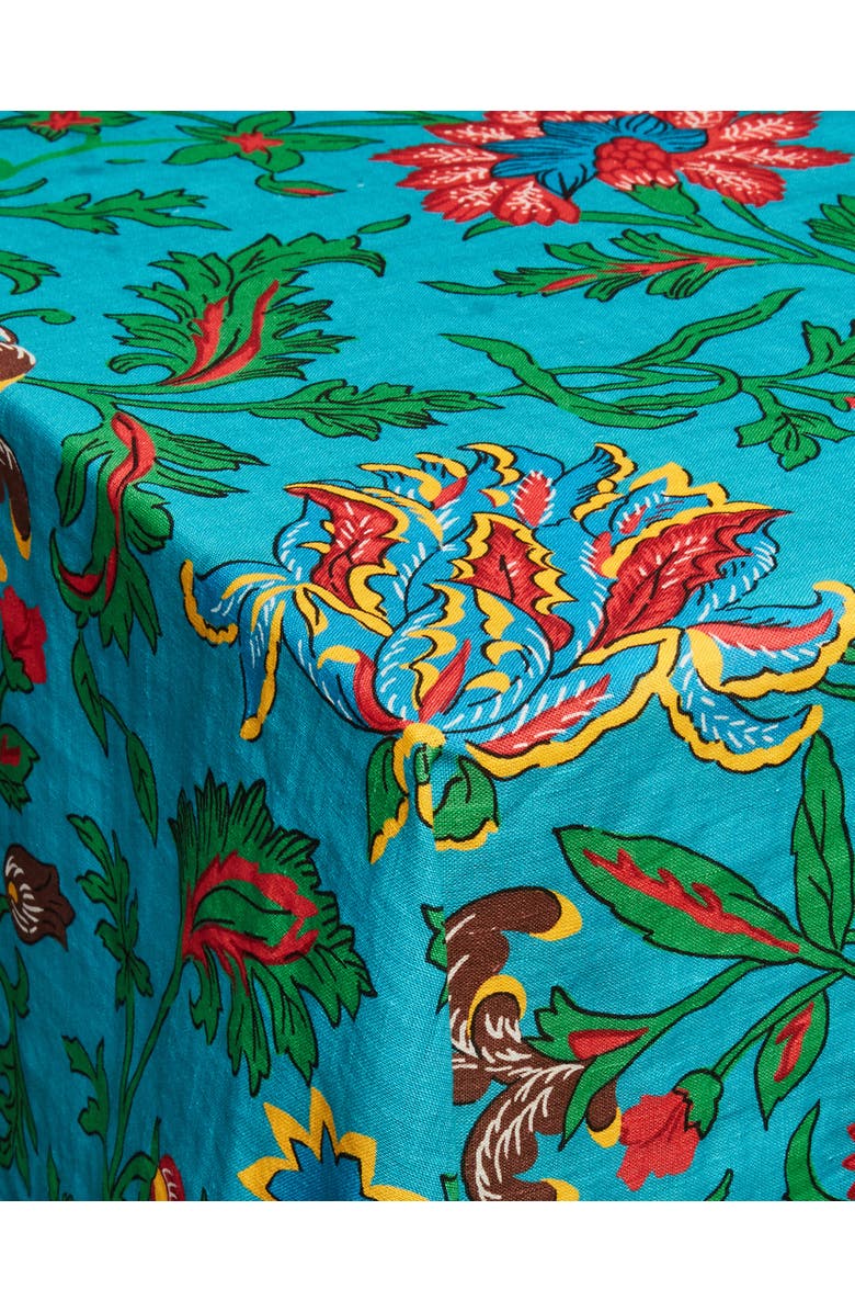 La DoubleJ Small Tablecloth (180X180) Dragon Flower Turche Turquoise, Alternate, color, Dragon Flower Turche Turquoise