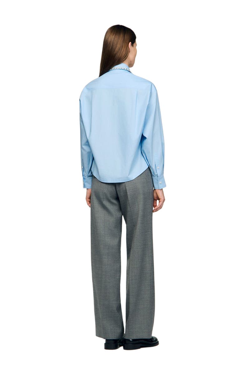 SANDRO Rhinestone shirt, Alternate, color, Sky Blue