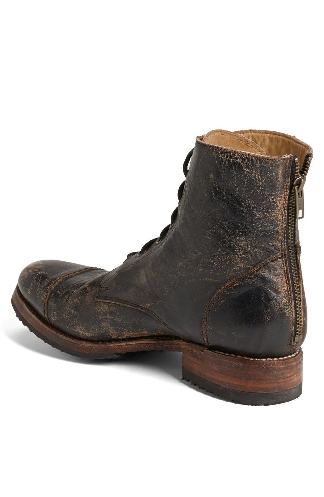 'Protégé' Cap Toe Boot, Alternate, color, BLACK LUX