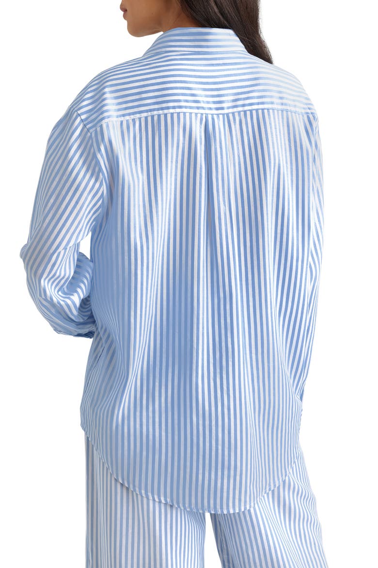 Stripe Woven Button-Up Sleep Shirt, Alternate, color, COASTAL STRIPE VISTA BLUE