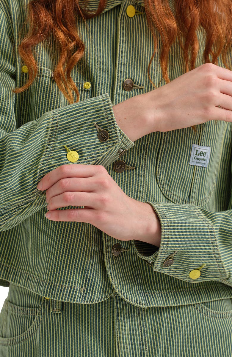 Lee x Crayola Cropped Chore Jacket, Alternate, color, Lemon Yellow Stripe