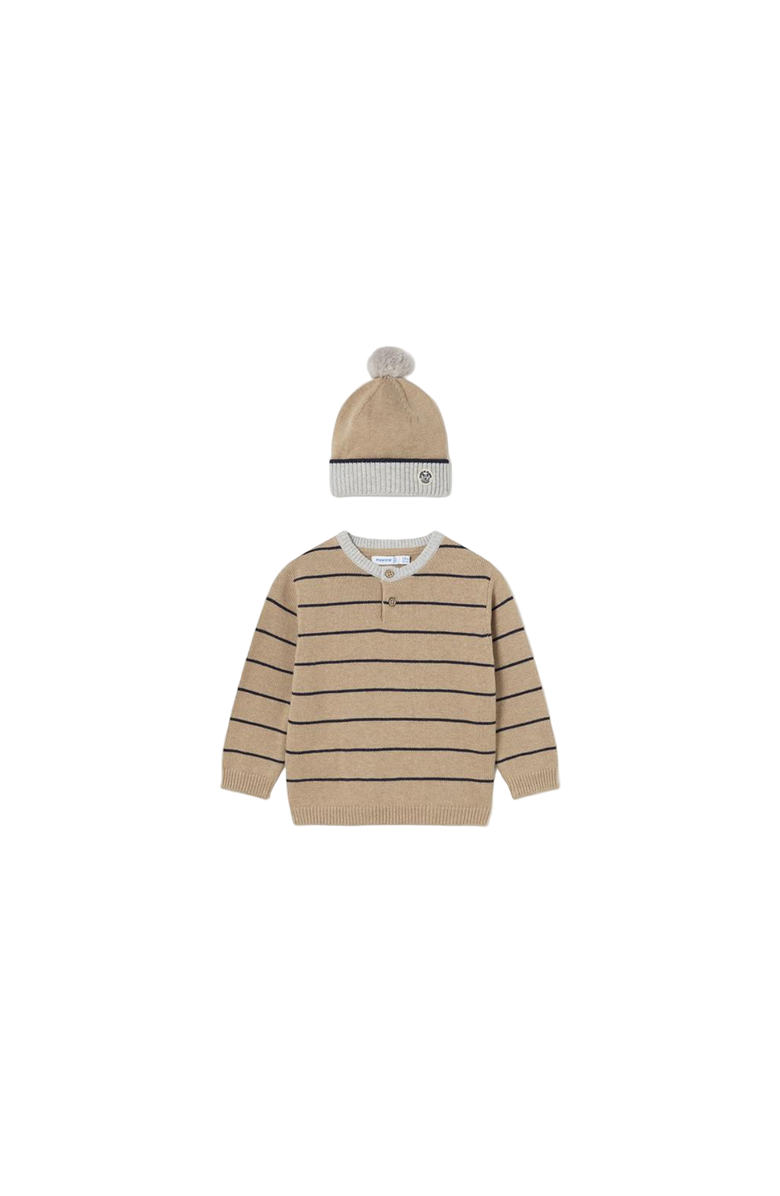 Mayoral Sweater And Hat, Main, color, Beige