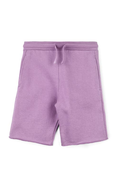 Shop Mightly Organic Cotton Fleece Knee Shorts In Lilac
