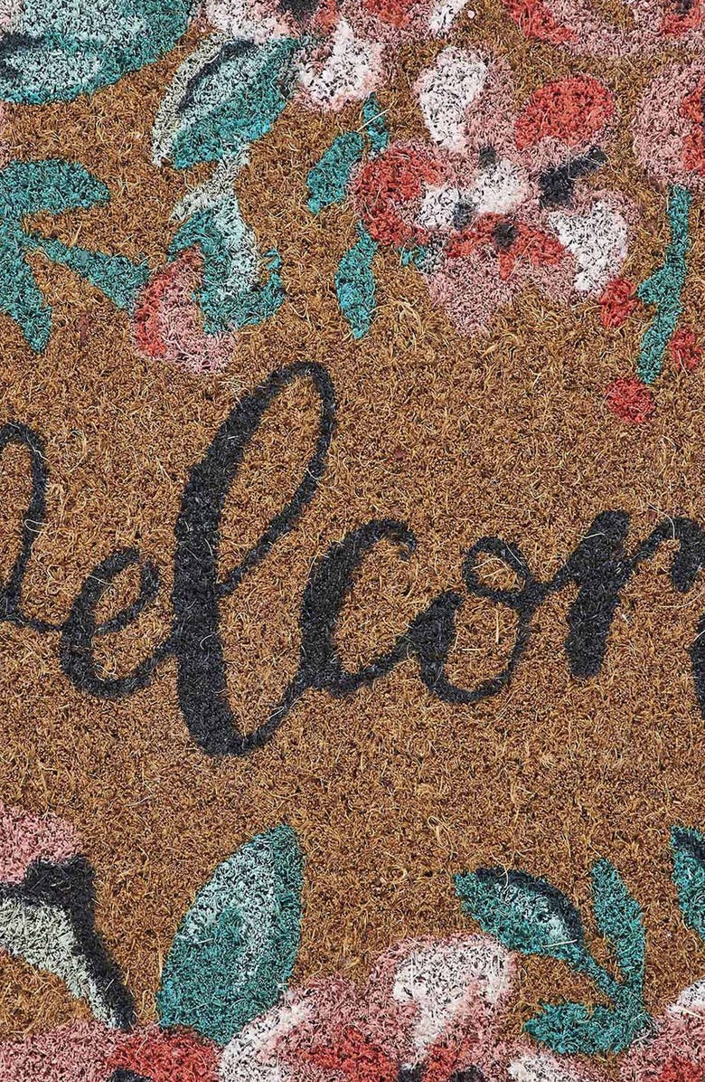 VCNY HOME Welcome Floral Coir Doormat, Alternate, color, Natural/ Multi