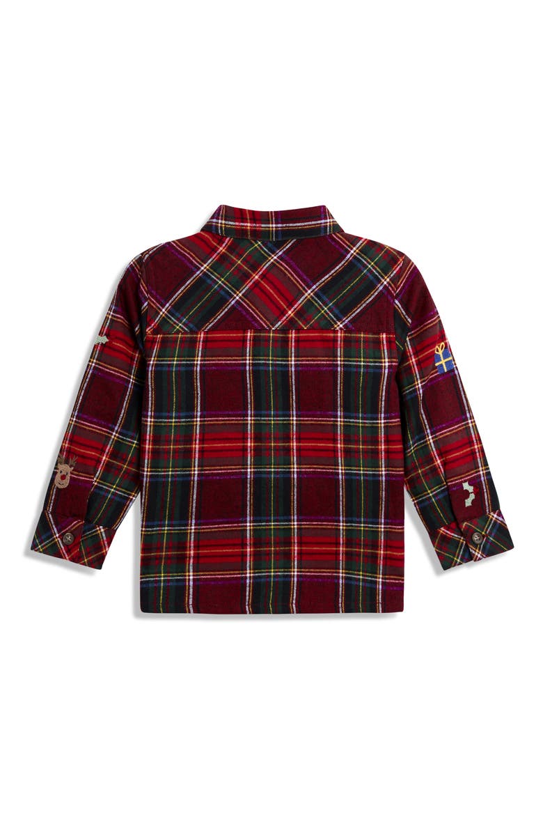 Kids' Christmas Embroidery Plaid Woven Shirt, Alternate, color, RED