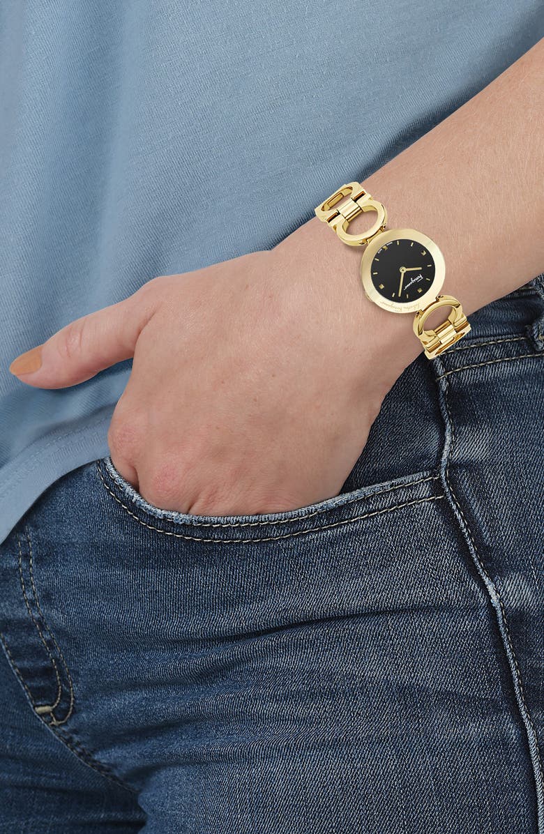 FERRAGAMO Gancino Watch, 28mm, Alternate, color, Ip Yellow Gold