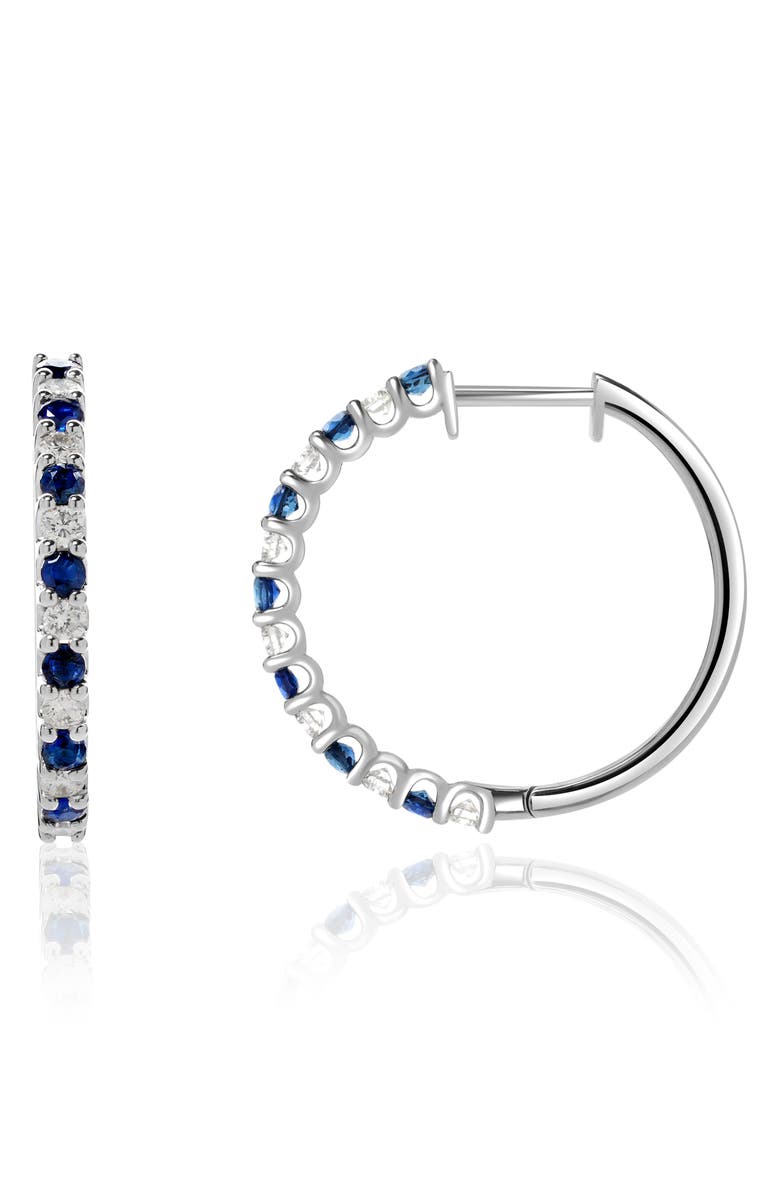 VALANI ATELIER Sapphire & Diamond Huggie Hoop Earrings, Main, color, 14K White Gold