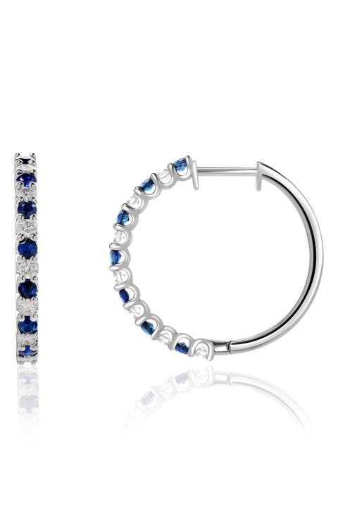 Sapphire & Diamond Huggie Hoop Earrings