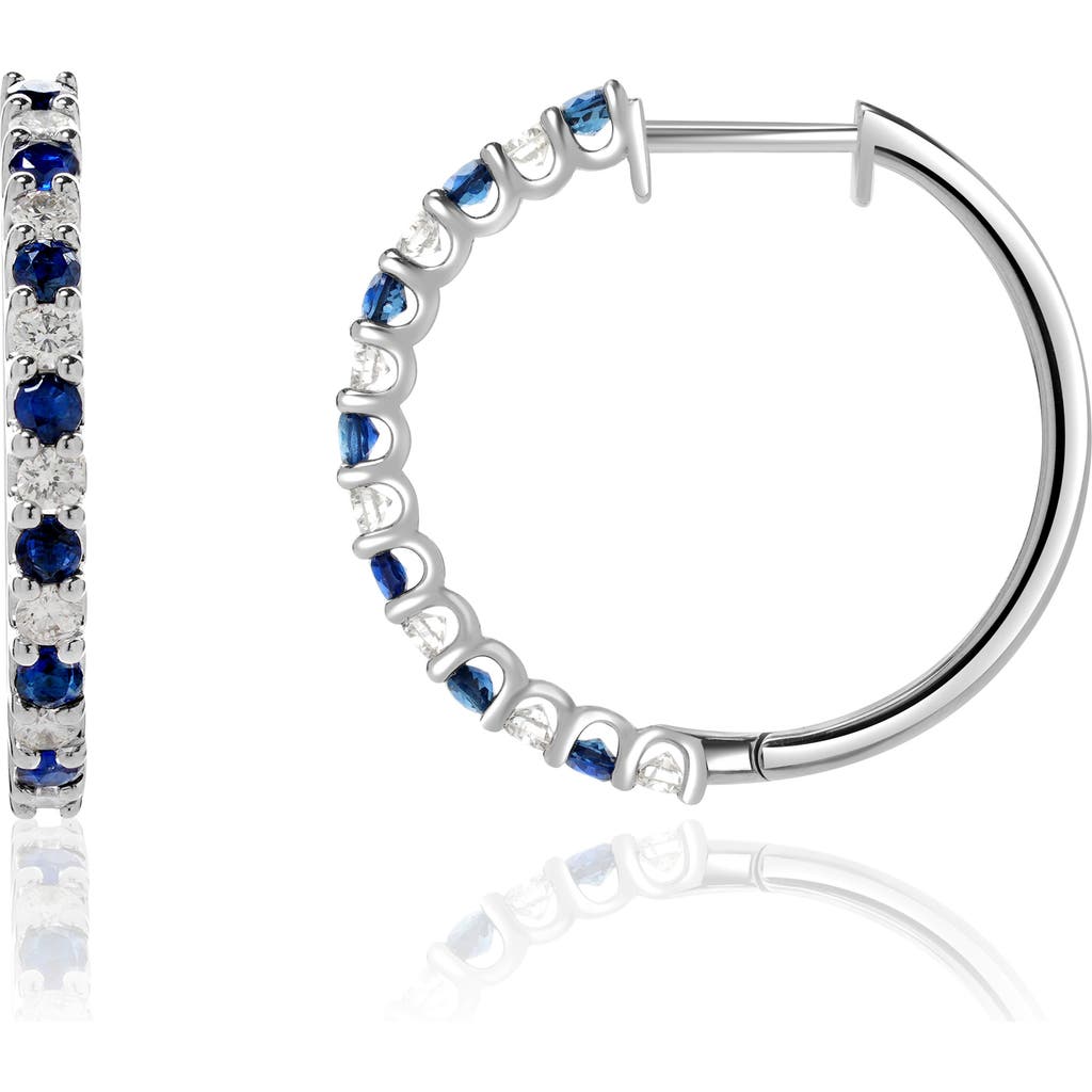 Valani Atelier Sapphire & Diamond Huggie Hoop Earrings In 14k White Gold