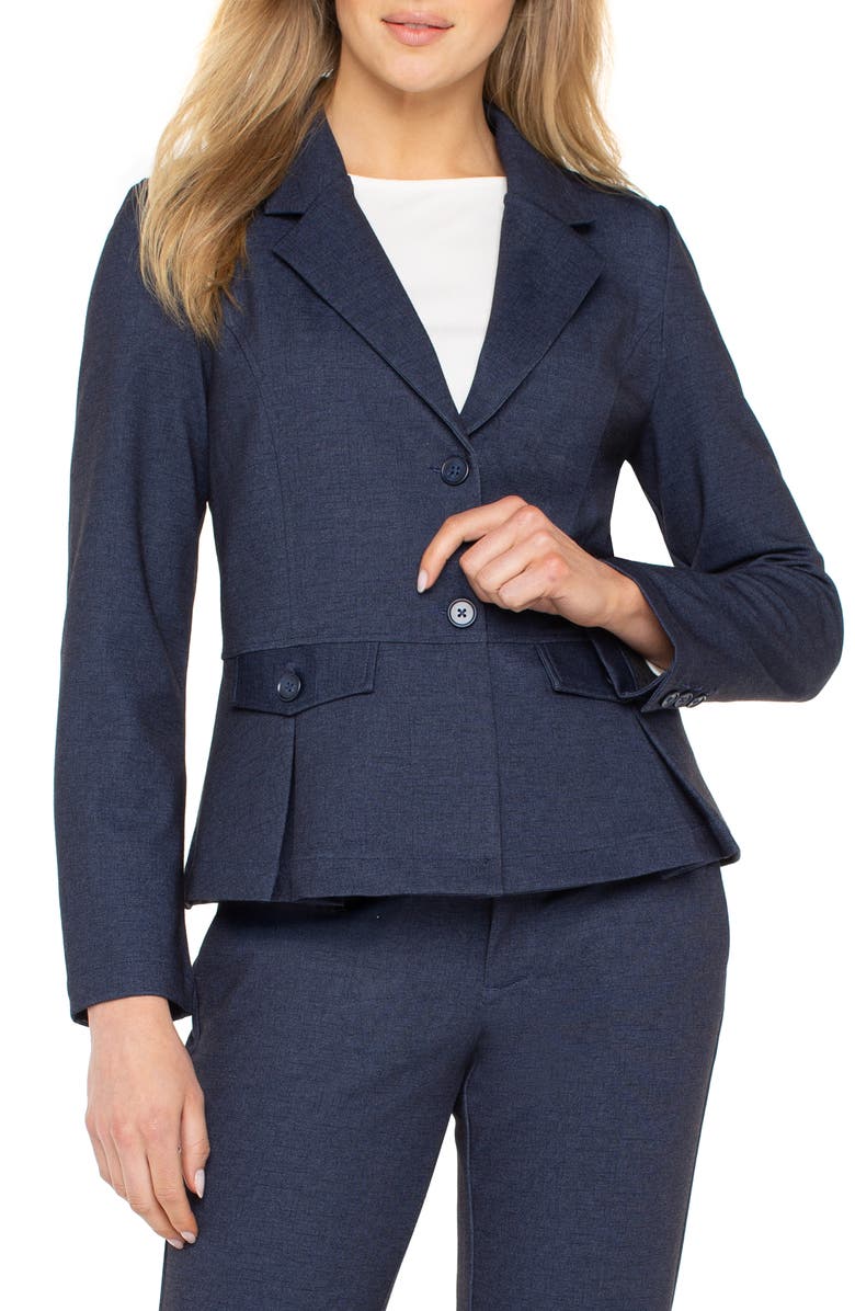 Liverpool Los Angeles Peplum Blazer, Alternate, color, Navy Dusk