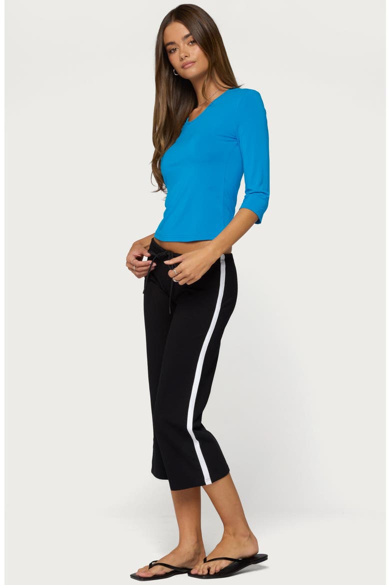 Toralei Three-Quarter Sleeve V-Neck T-Shirt, Alternate, color, BLUE