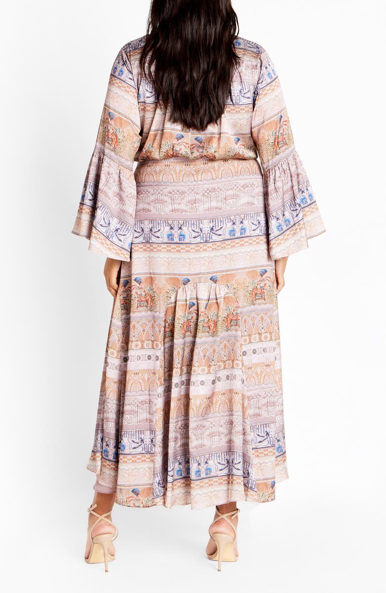 City Chic Marilyn Long Sleeve Faux Wrap Maxi Dress, Alternate, color, Print