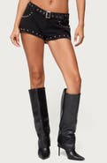 EDIKTED Grommet Stud Belted Shorts