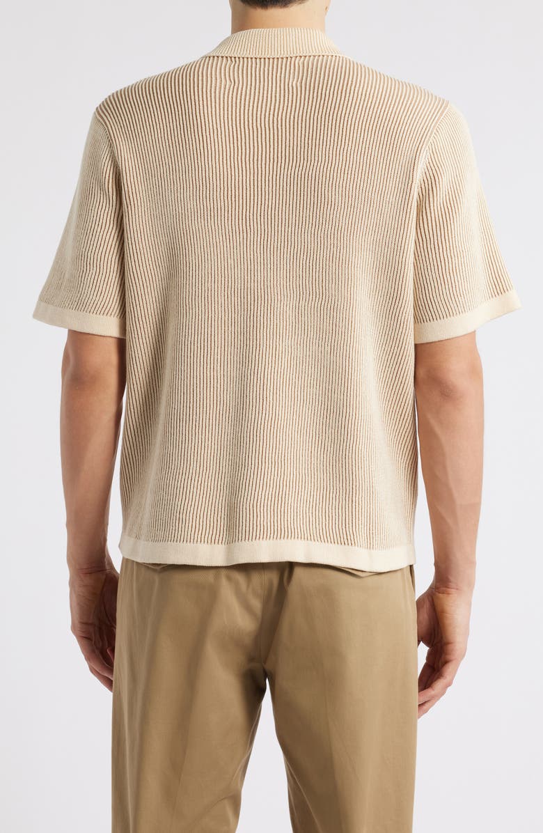 Corridor Plated Short Sleeve Cotton Cardigan, Alternate, color, Natural