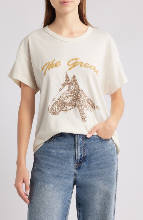 The Great . The Boxy Crew Horse Graphic T-shirt In White