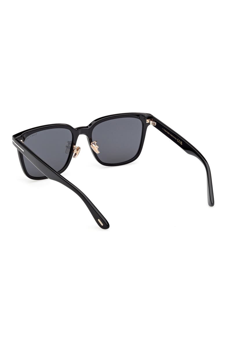 58mm Square Sunglasses, Alternate, color, SHINY BLACK / SMOKE