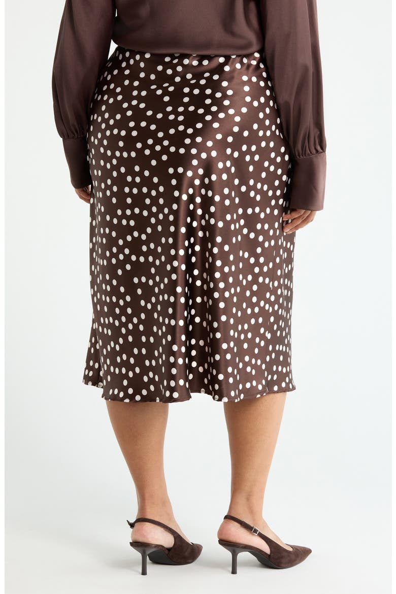 Polka Dot Print Maxi Skirt, Alternate, color, BROWN
