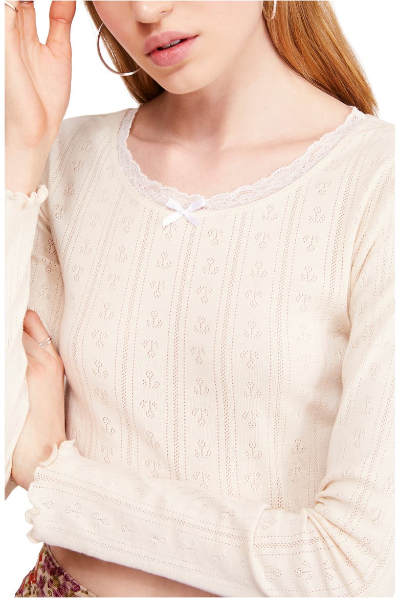 Tulip Pointelle Top, Alternate, color, ECRU
